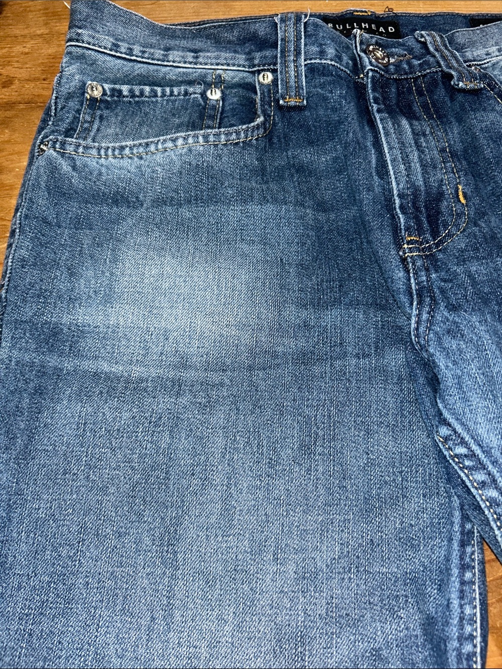 Bullhead Men’s Darkwashed Jorts DIY Cutoff Jean Shorts Blue Size 31 - Picture 5 of 9